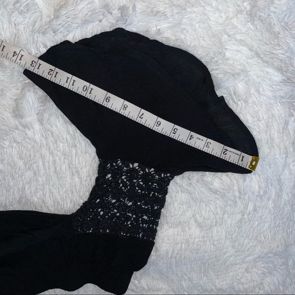 Blush brand off shoulder black Woman’s small romper 3/4 bell sleeve shorts - Picture 6 of 9